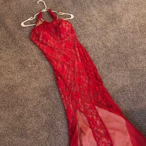 Red lace dress